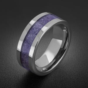 Tanzanite Ring, Silver Tungsten Ring, Silver Wedding Ring, Mens Wedding Band, Womens Ring, Anniversary Ring, Engagement Ring, 8mm 4mm