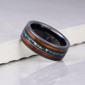 Moosachat Ring, Trauring schwarz, Wolframring, Verlobung, Jahrestag Geschenk für ihn, Herrenring, Moosachat Ring