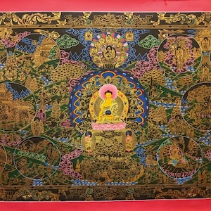 Large Master piece Genuine HandPainted Masterpiece Tibetan Full Buddha Life story  thangka thanka  Painting meditation Yoga Wall Art