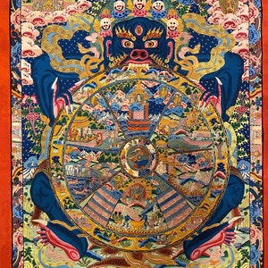 Master Piece Genuine Hand Painted Master piece Tibetan Wheel of life thangka thanka  oil Painting  Buddha Buddhism meditation