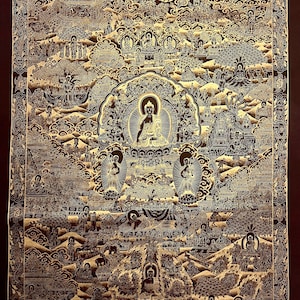 Large Genuine Hand Painted  Master piece Tibetan Shakyamuni Buddha Life Story thangka thanka Gold Painting meditation Buddhist Yoga wall art