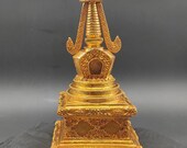 Genuine HandMade Master piece Tibetan Stupa Buddha Statue 12 inch full 24k Gold plated (5 metal mix body) Buddhist Ritual offering