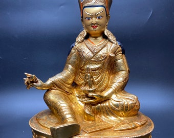 Genuine HandMade Tibetan Padmasambhava Guru Remborche Buddha Statue 12 inch full Gold plated (5 metal mix body)  Dharma Nyingma Buddhism 1