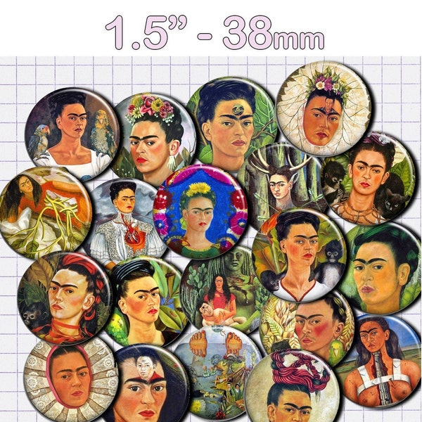 Frida Kahlo button / clip / magnet 1.5" - 3.8cm