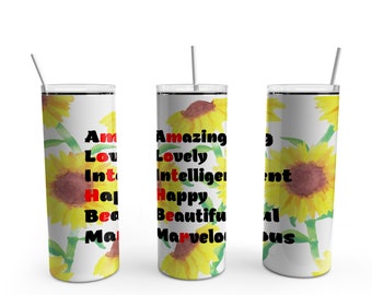 What Is A Mother To Me! 20 Ounce Skinny Tumbler with Straw and Closeable lid - Can be personalized and custom designed