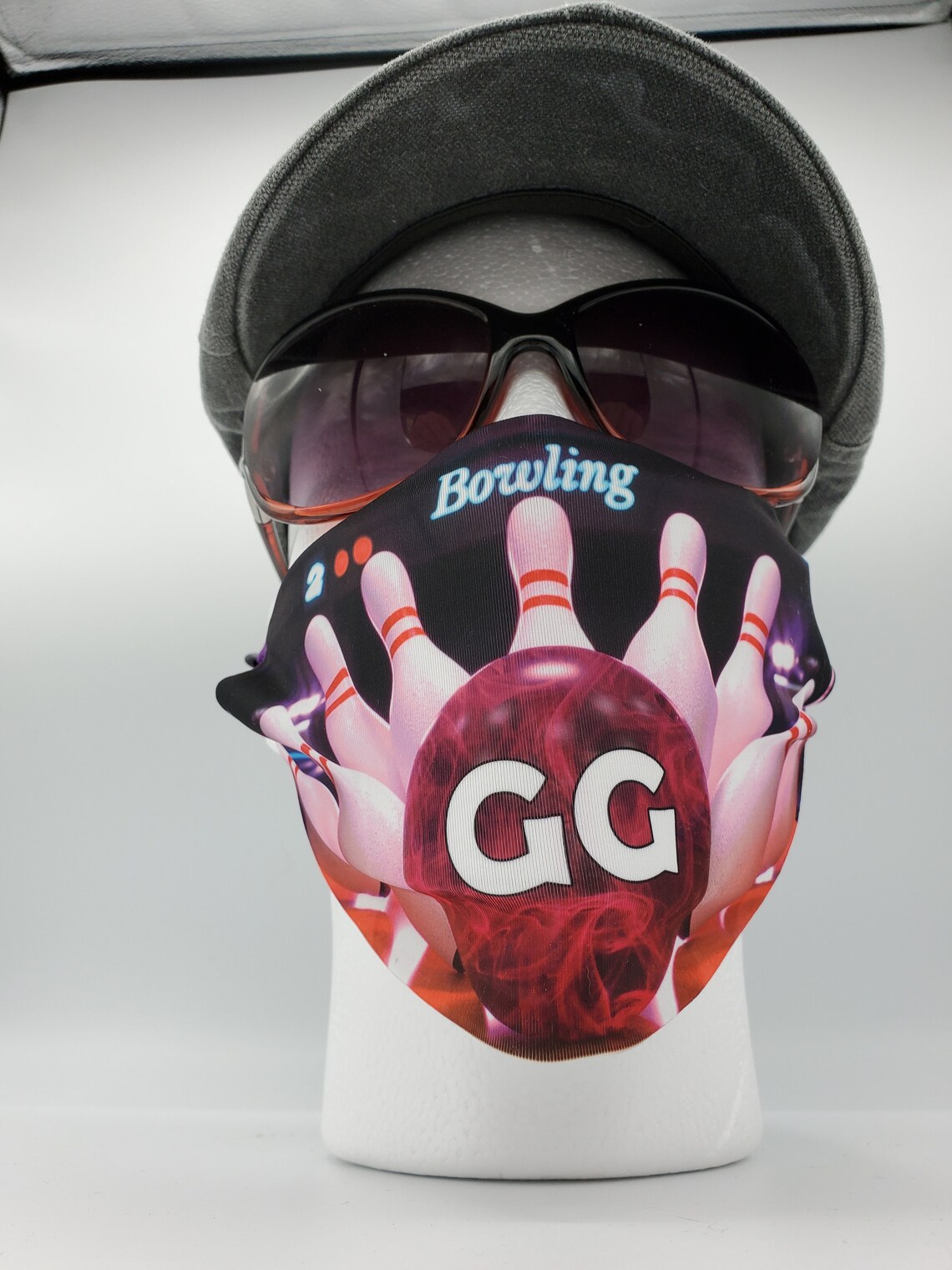 Purple Bowling Ball Face Mask Custom With Name 2 Layer Etsy