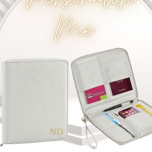 Personalisierter Reiseorganizer mit Initiale, Reisedokumentehalter, Flitterwochen Portemonnaie personalisierte Reisepasshülle personalisierte Geschenke für Sie