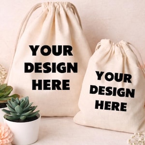 Personalised Drawstring Bags with Any Text -  Wedding Favours, Hen Party Bags, Bridesmaid Proposal Gifts