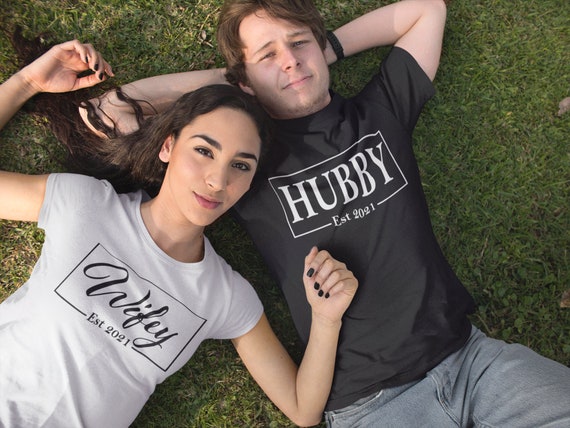 Buy Personalised Hubby Wifey T shirts Hoodies Couple Matching Top Wedding T shirt Online in India Etsy