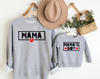 Conjunto de sudadera gris a juego para mamá y niño de mamá, conjuntos para hermanar