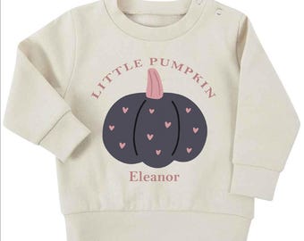 Personalised Little Pumpkin Baby & Toddler Sweatshirt – Custom Name Autumn Jumper