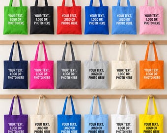 Personalised Cotton Tote Bag: Custom Text, Reusable Shopping Bag