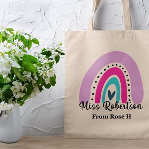 Personalised Name Teacher&#39;s Stuff Tote Bag, Teachers tote bag End of School gift
