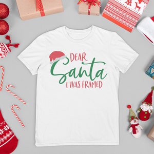 Christmas Santa I was Framed Funny Adult & Kids Family Matching Festive T-shirts