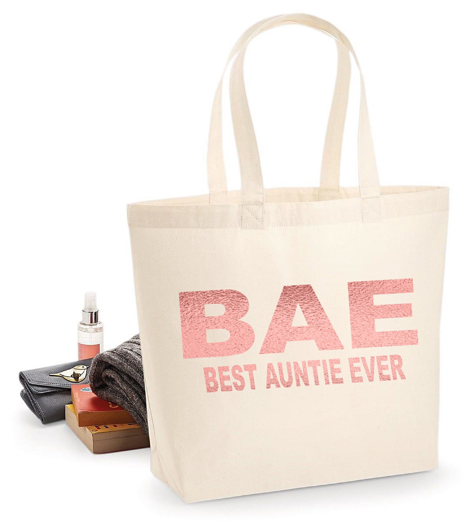 Best Auntie Ever Tote Bag Rose Gold Text Gifts for Aunty Etsy