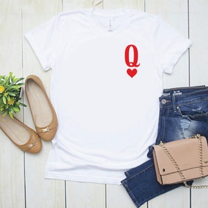 Q Carta Queen of Hearts Camiseta corazón