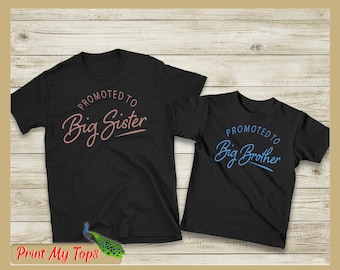 Promoted to Big Sister/Brother Matching Cotton T-Shirts