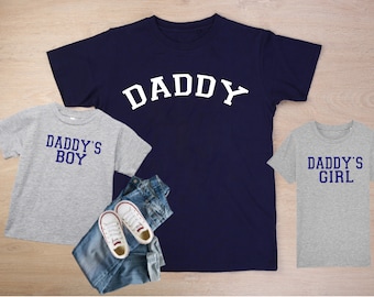 Daddy & Daddy's Girl Boy Texto a juego Camisetas del Día del Padre Regalos para papá