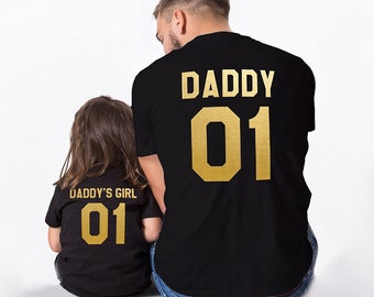 Daddy & Daddy's Girl Gold Text Matching Tshirts Gifts for Dad