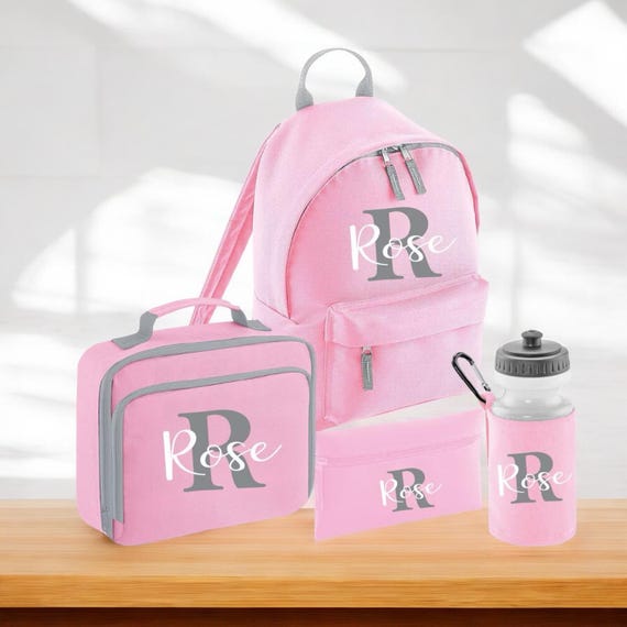 3-Piece Personalized Initial Backpack Set with Lunch Bag and Pencil Case, Personalized Kids 3-piece Set: Backpack, Lunch Bag, Pencil  main image 4
