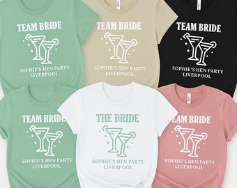 Personalised Team Bride & Bride T-Shirts – Custom Hen Party Tops in Multiple Colours