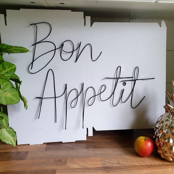 Handmade wire BON APPETIT wall sign | wire art | wall decor | Wireword | Kitchen decor | wall hanging | kitchen sign | olive font