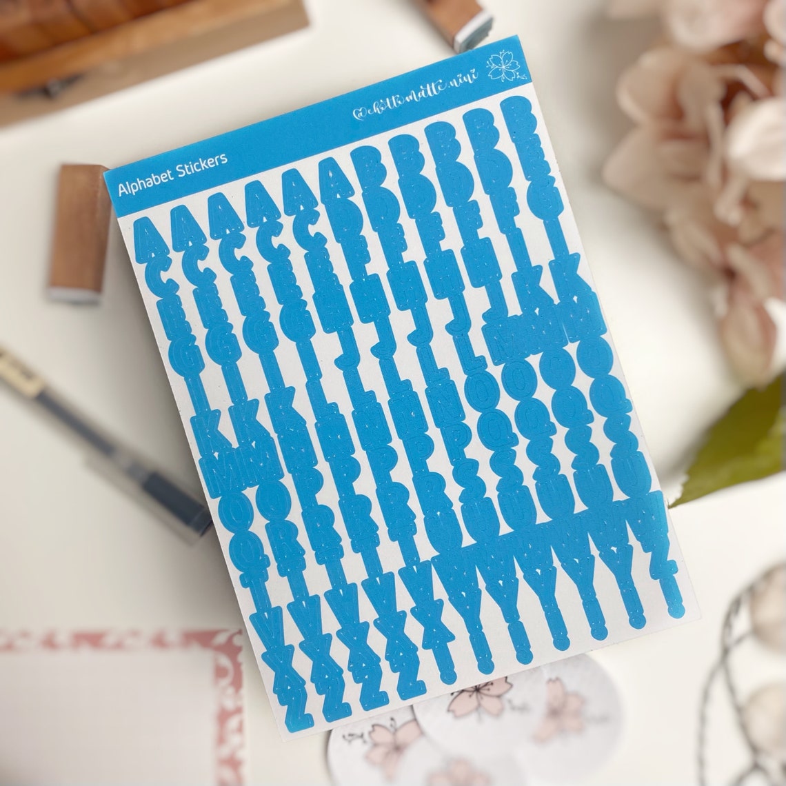 Sticker Sheet Alphabet Kawaii Aesthetic Stickers Etsy