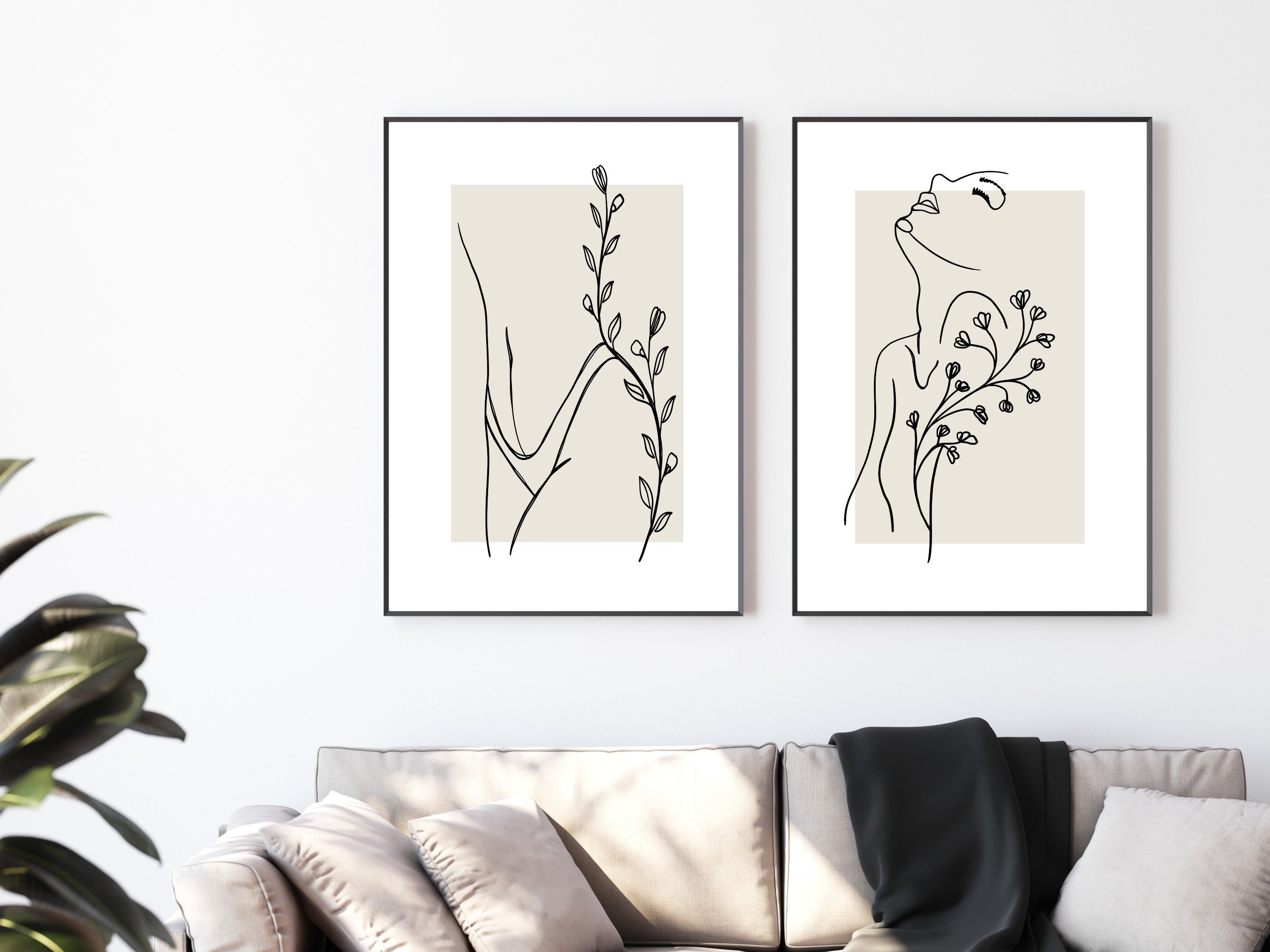 Set of 3 Prints, Gallery Wall Set, Female Line Art, Nude Line Drawing ...