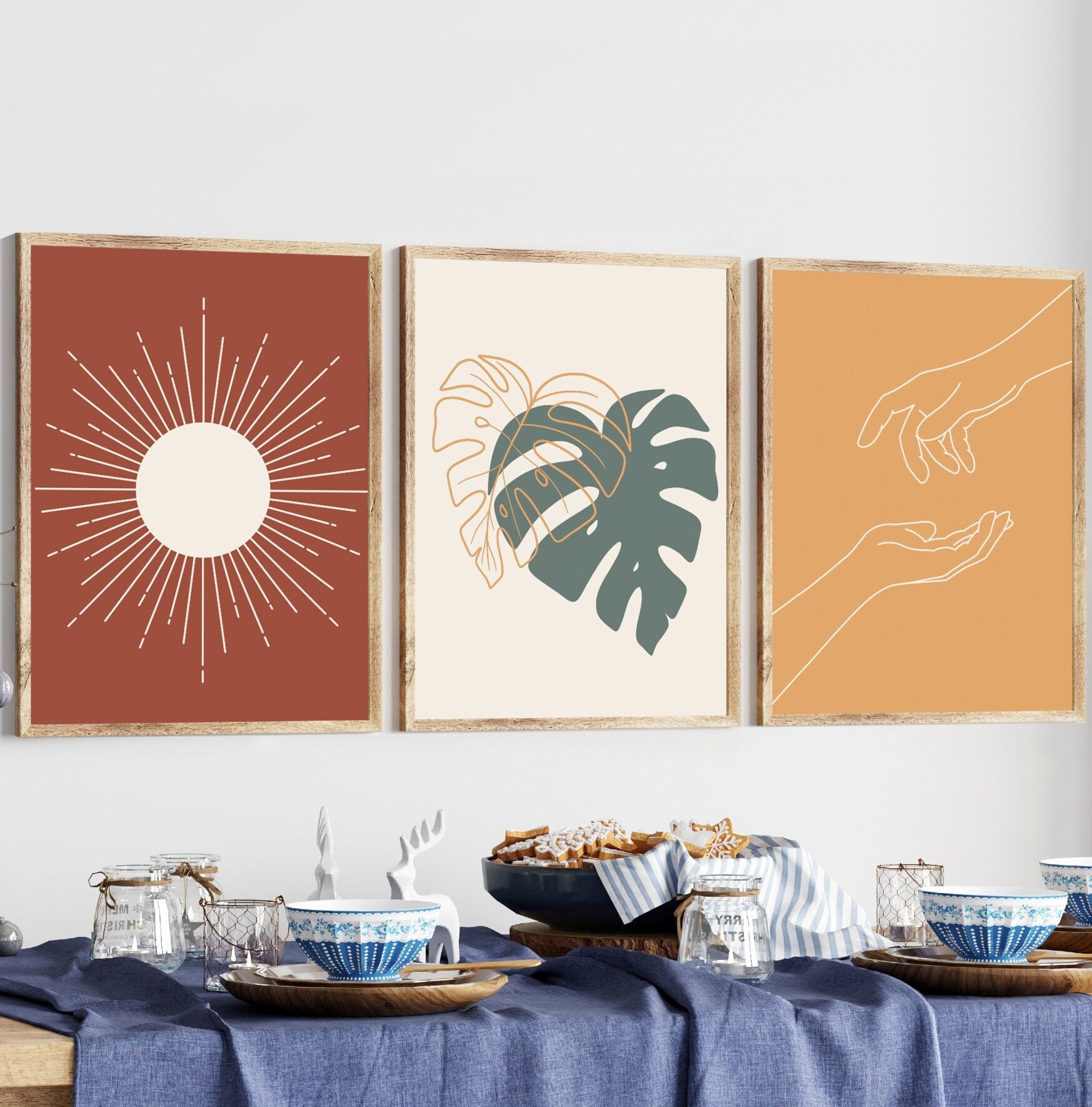 Set of 3 Wall Art, Room Decor Aesthetic Minimalist, Mid Century Modern ...