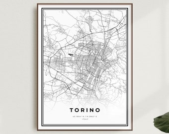 TORINO Map Print City Poster Color Art Print Wall Decor Travel Gift Request Any City Map of Torino Italy