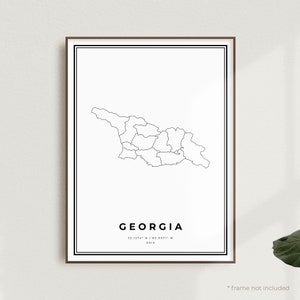 Georgia Map Print, Georgia Street Map Poster, Asia, Modern Minimalist Map, Office Wall Art, Housewarming Birthday Gift | MW555