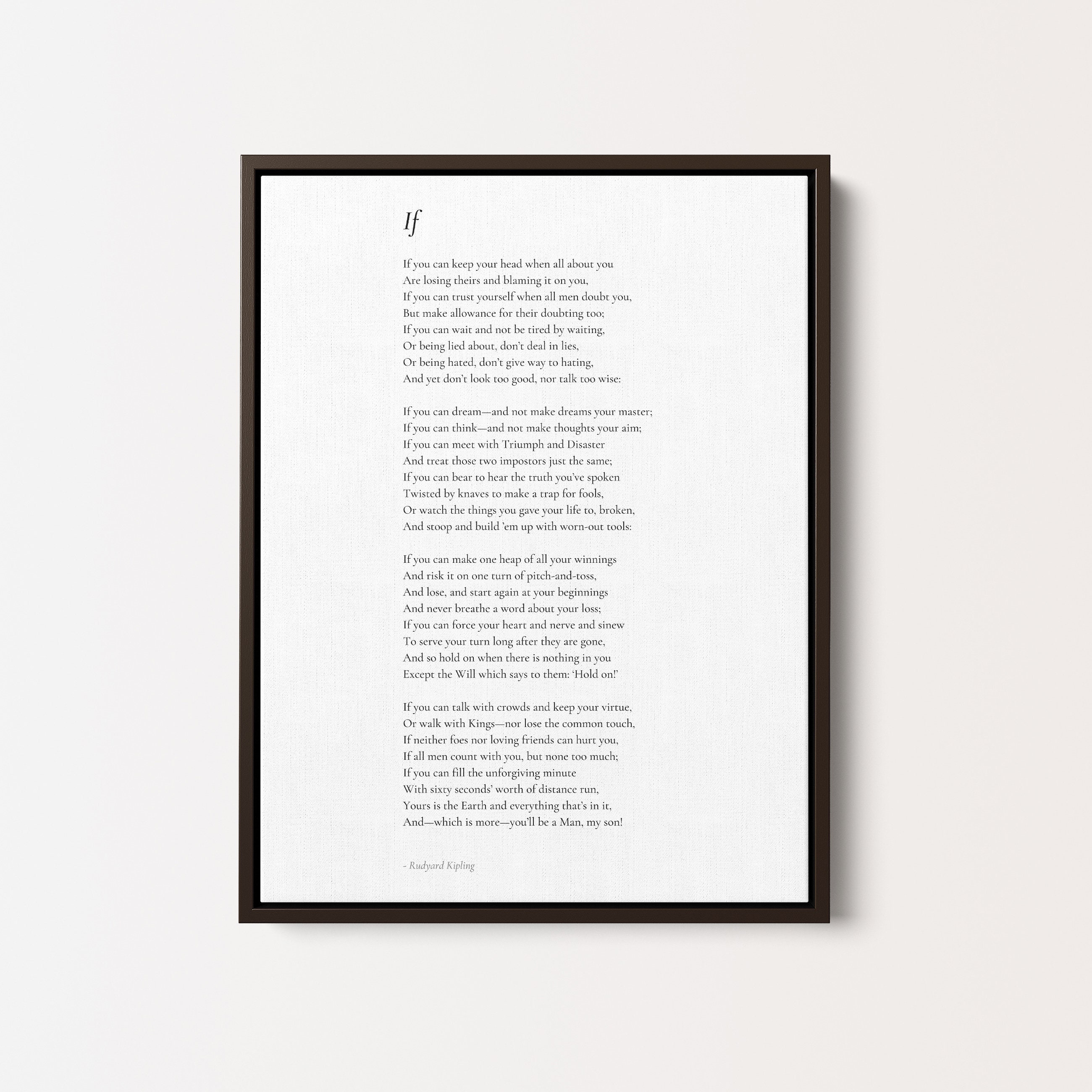 If by Rudyard Kipling Poem Canvas Print Premium Framed | Etsy