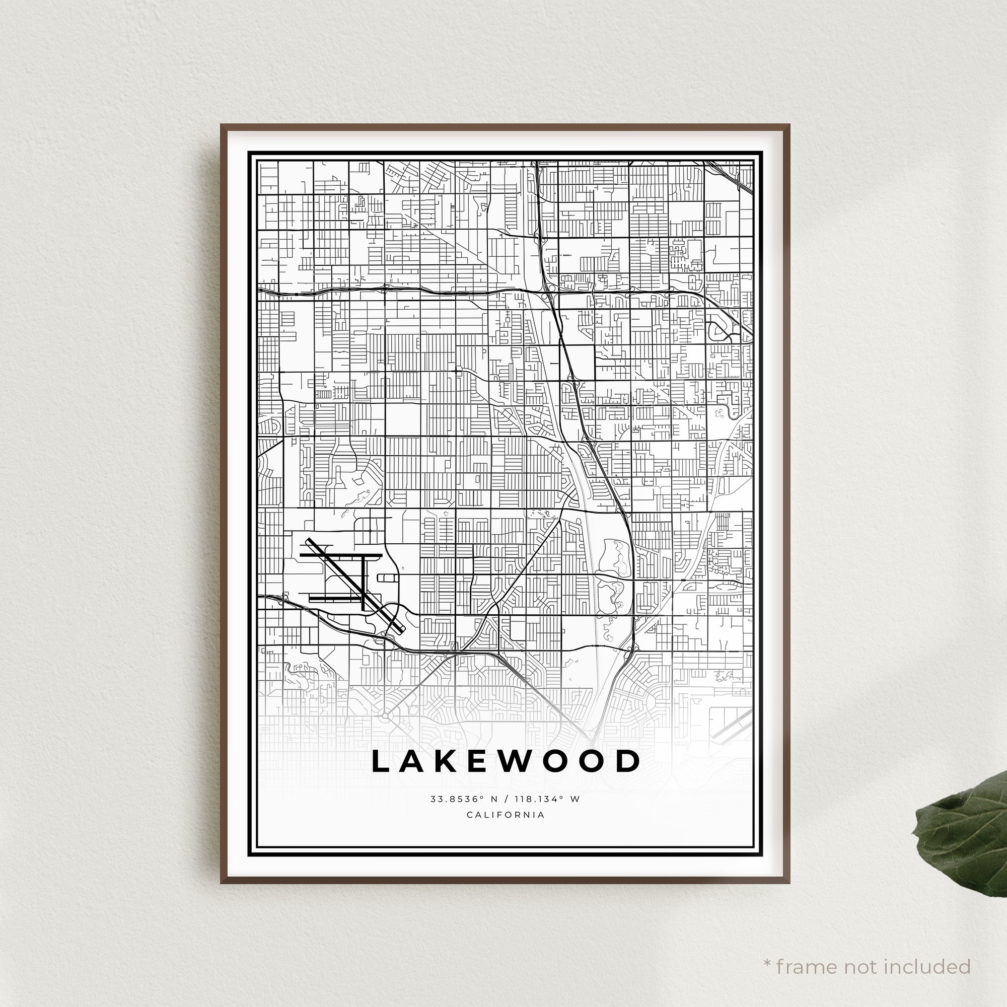 Lakewood Map Print Lakewood Street Map Poster California Etsy