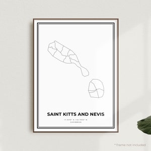 Saint Kitts and Nevis Map Print, Saint Kitts and Nevis Street Map Poster, Caribbean, Modern Minimalist Map, Office Wall Art | MW686