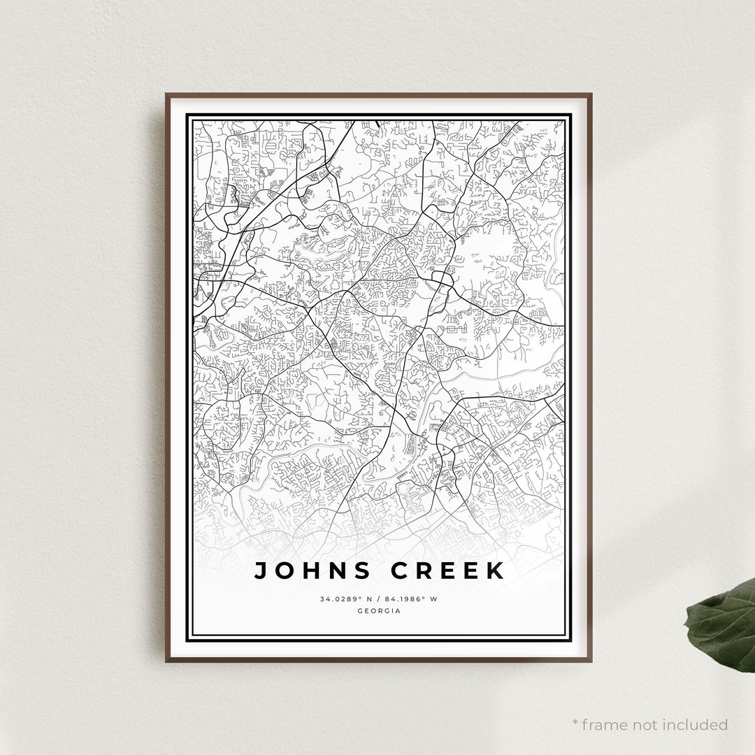 Johns Creek Map Print Johns Creek Street Map Poster Georgia - Etsy