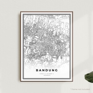 Bandung Map Print, Bandung Street Map Poster, Indonesia, Modern Minimalist Map, Office Wall Art, Housewarming Birthday Gift | MW166