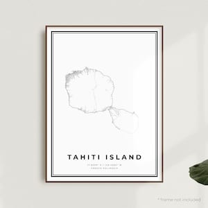 Impresión de mapa de la isla de Tahití, póster de mapa callejero de la isla de Tahití, Polinesia Francesa, mapa minimalista moderno, regalo de cumpleaños de inauguración de la casa / MW614
