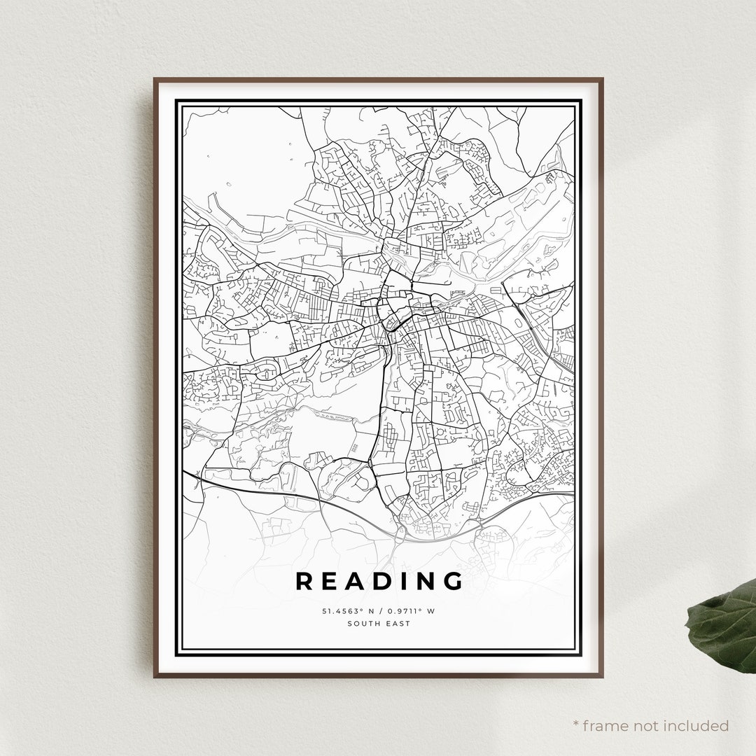 Reading Map Print Reading Street Map Poster UK Modern - Etsy
