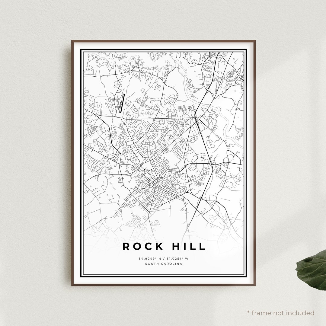 Rock Hill Map Print, Rock Hill Street Map Poster, South Carolina