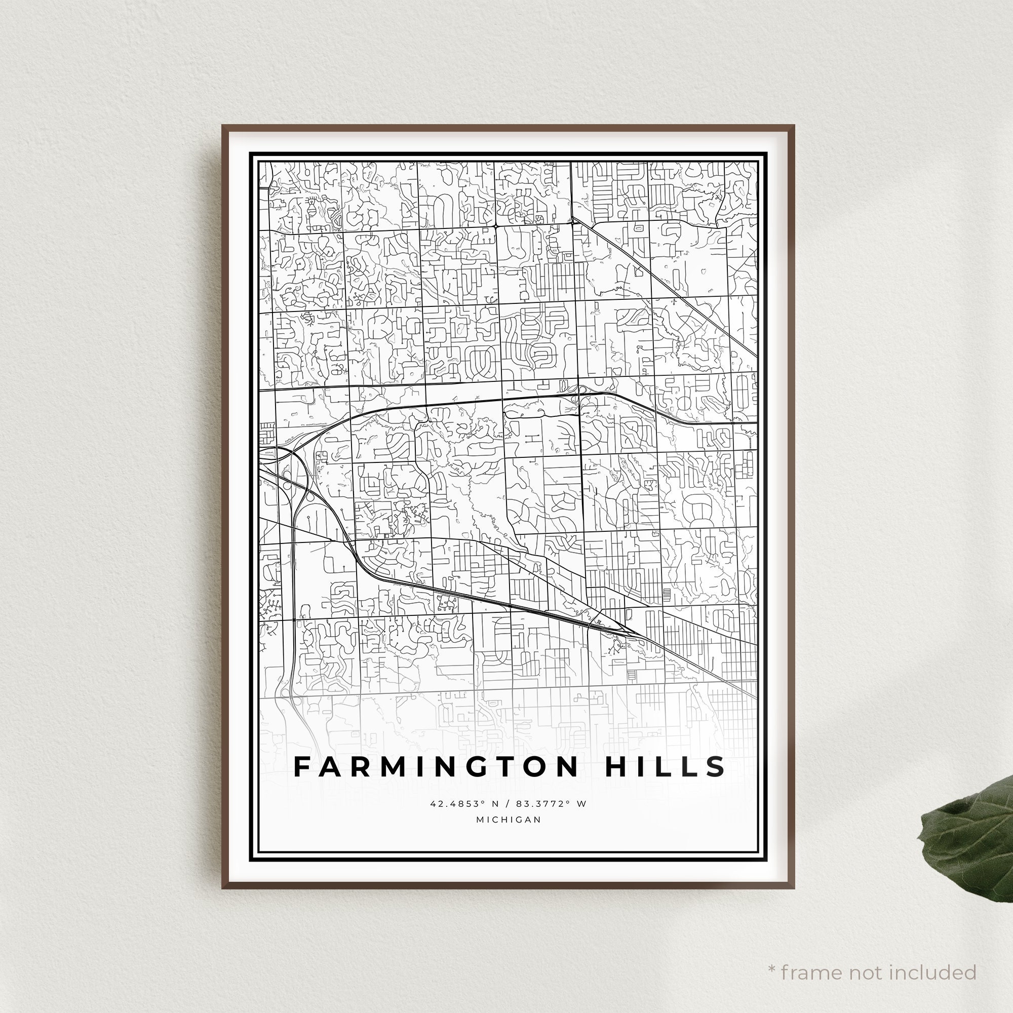 Farmington Hills Map Print Farmington Hills Street Map Etsy