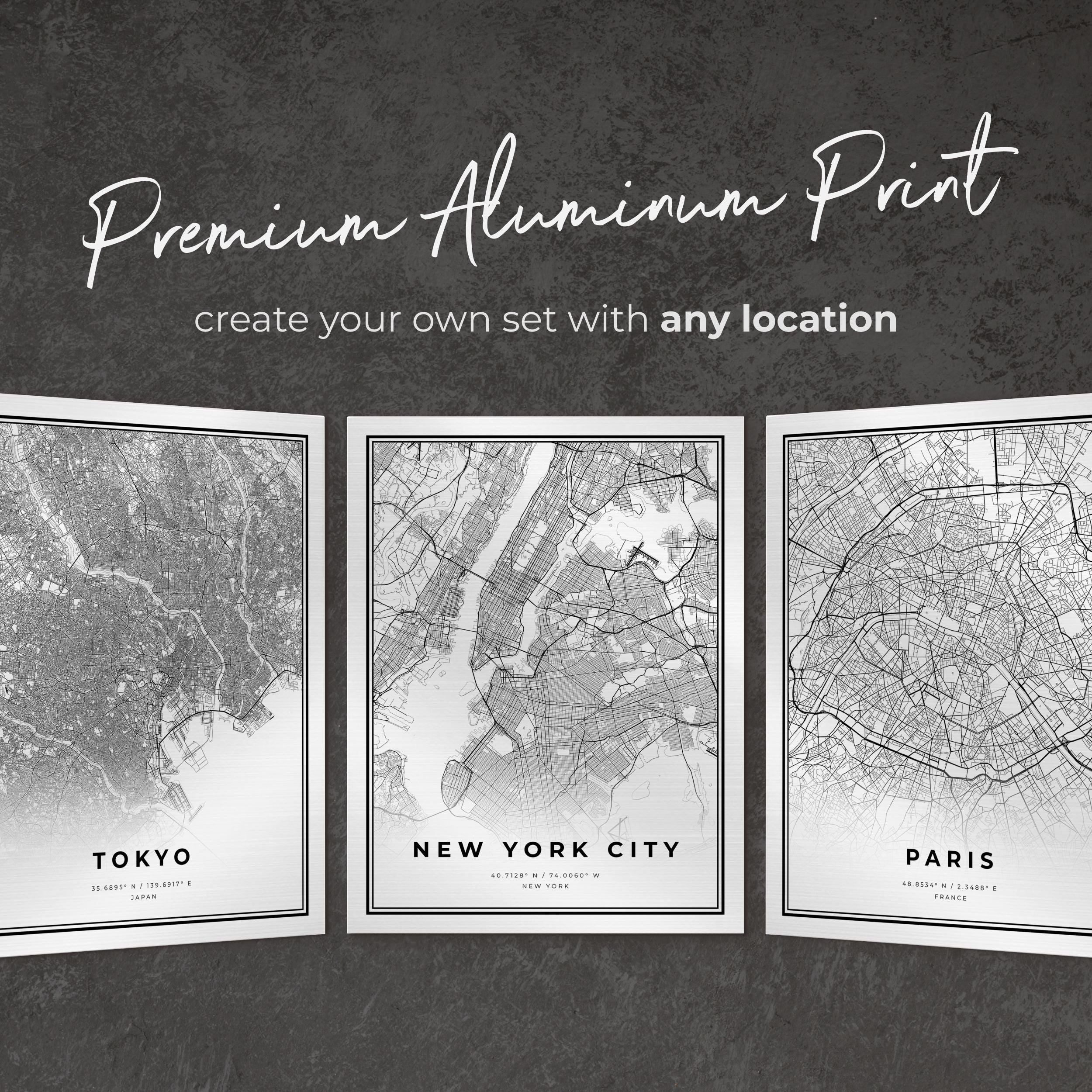 Personalized Luxury Metal Map Print