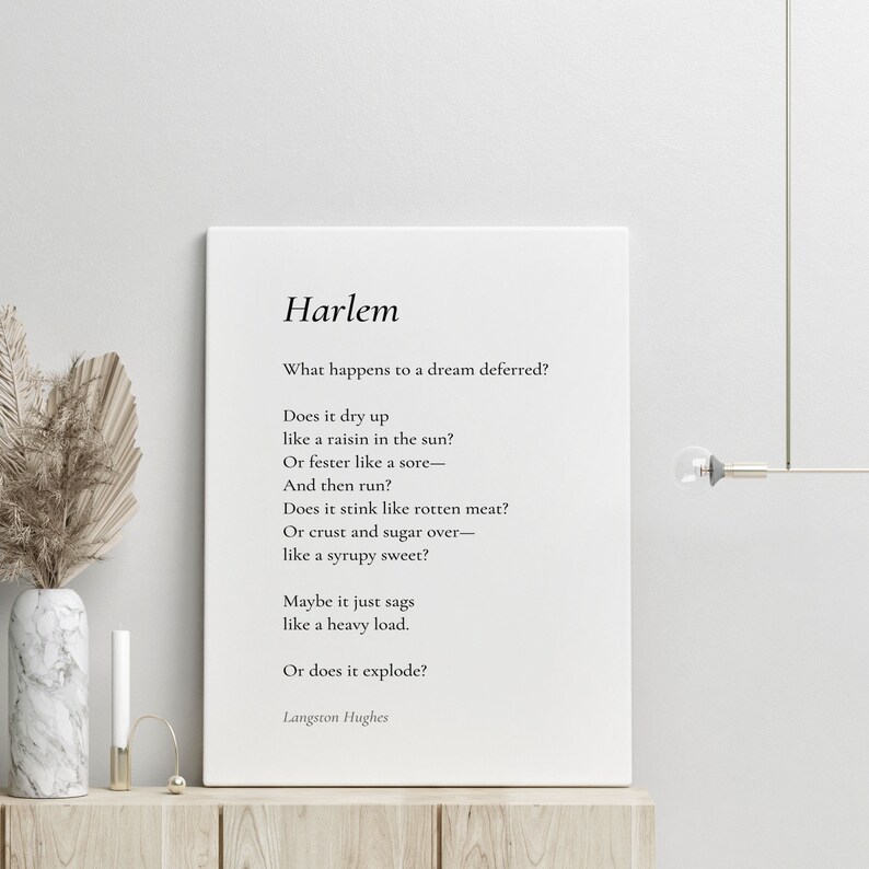 Harlem by Langston Hughes Poem Canvas Print Poetry Print Etsy