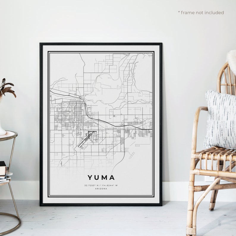 Yuma Map Print Yuma Street Map Poster Arizona Modern Etsy