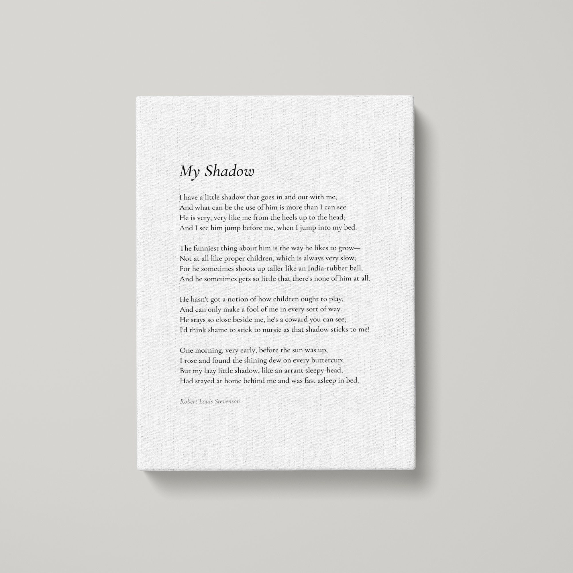 My Shadow by Robert Louis Stevenson Poem Canvas Print Poetry Etsy