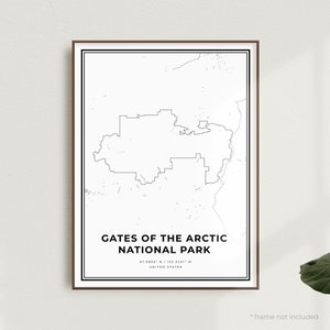 Gates of the Arctic National Park Map Print, United States, Modern Minimalist Map, Office Wall Art, Housewarming Birthday Gift | MU572