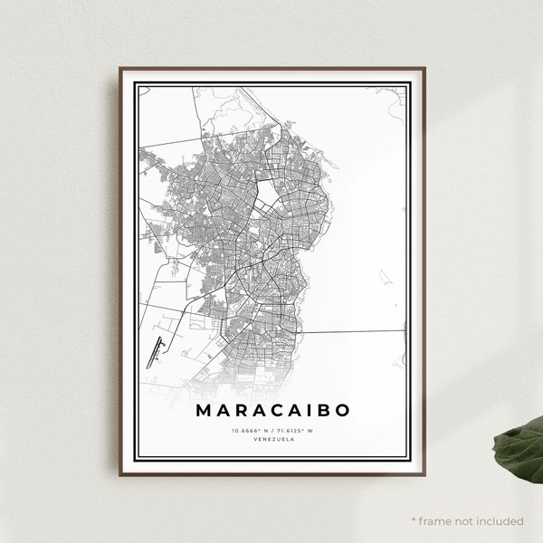 Maracaibo Map Print, Maracaibo Street Map Poster, Venezuela, Modern Minimalist Map, Office Wall Art, Housewarming Birthday Gift | MW339