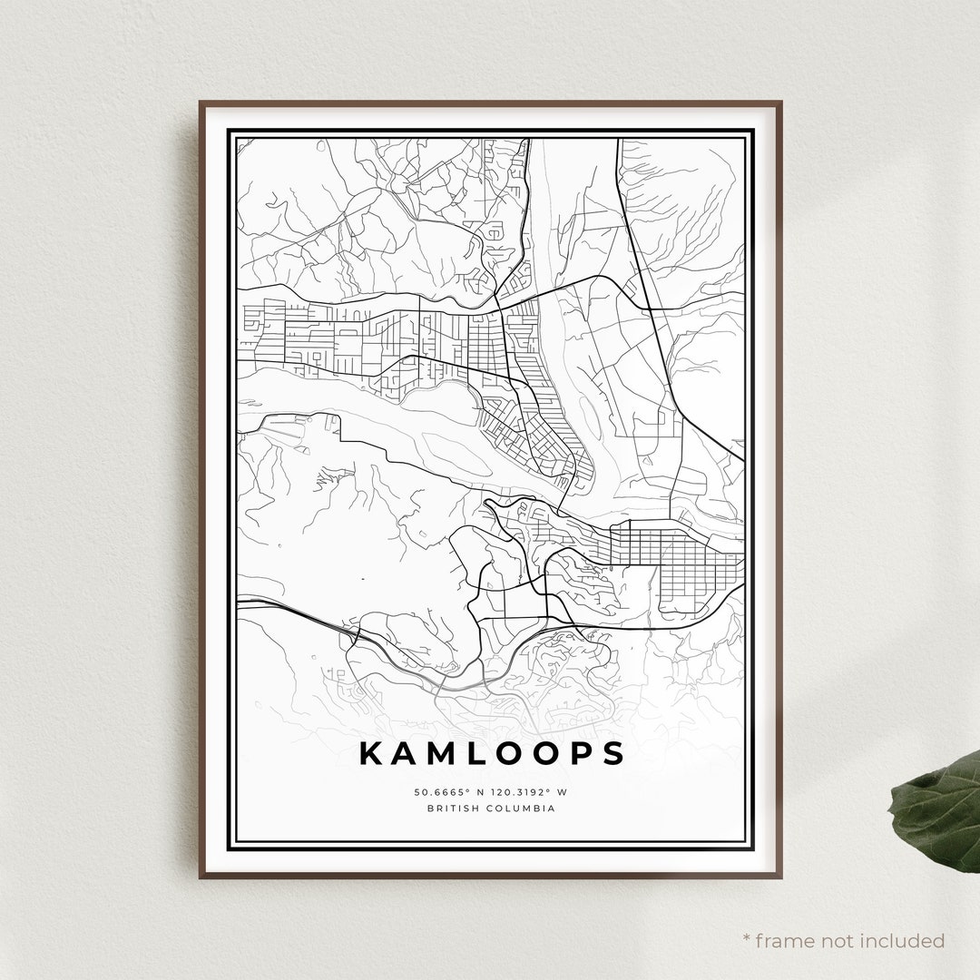 Kamloops Map Print Kamloops Street Map Poster Canada Modern Etsy