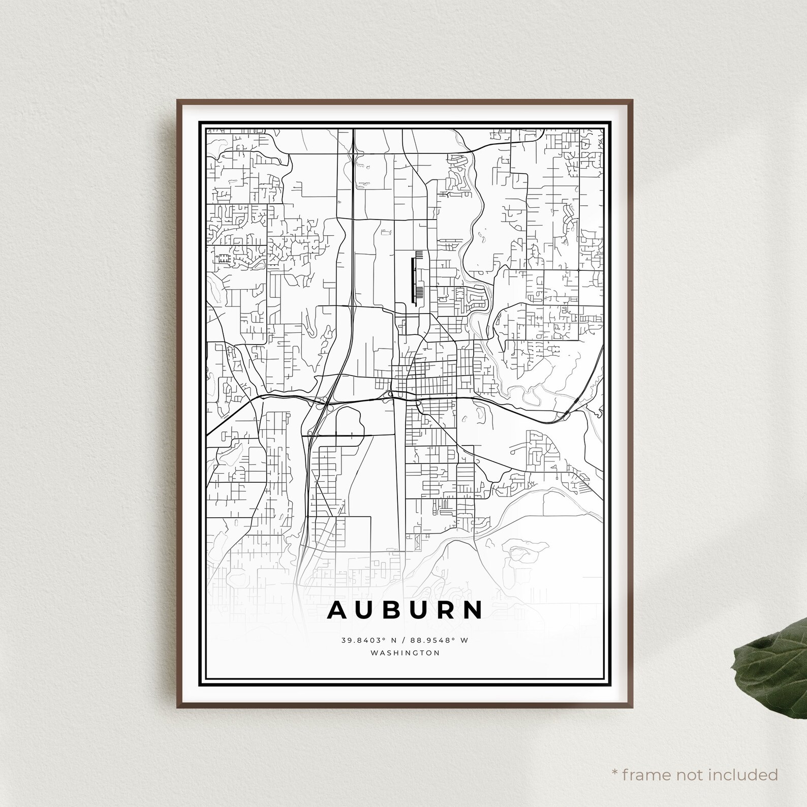 Auburn Map Print Auburn Street Map Poster Washington Modern - Etsy