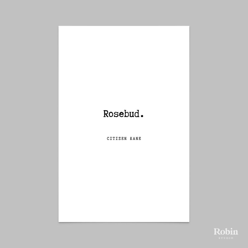 Citizen Kane Rosebud Quote Print Movie Quote Print Gift Etsy