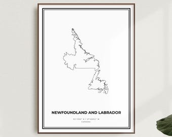Newfoundland and Labrador Map Print, Newfoundland and Labrador Street Map Poster, Canada, Modern Minimalist Map, Office Wall Art | MW712